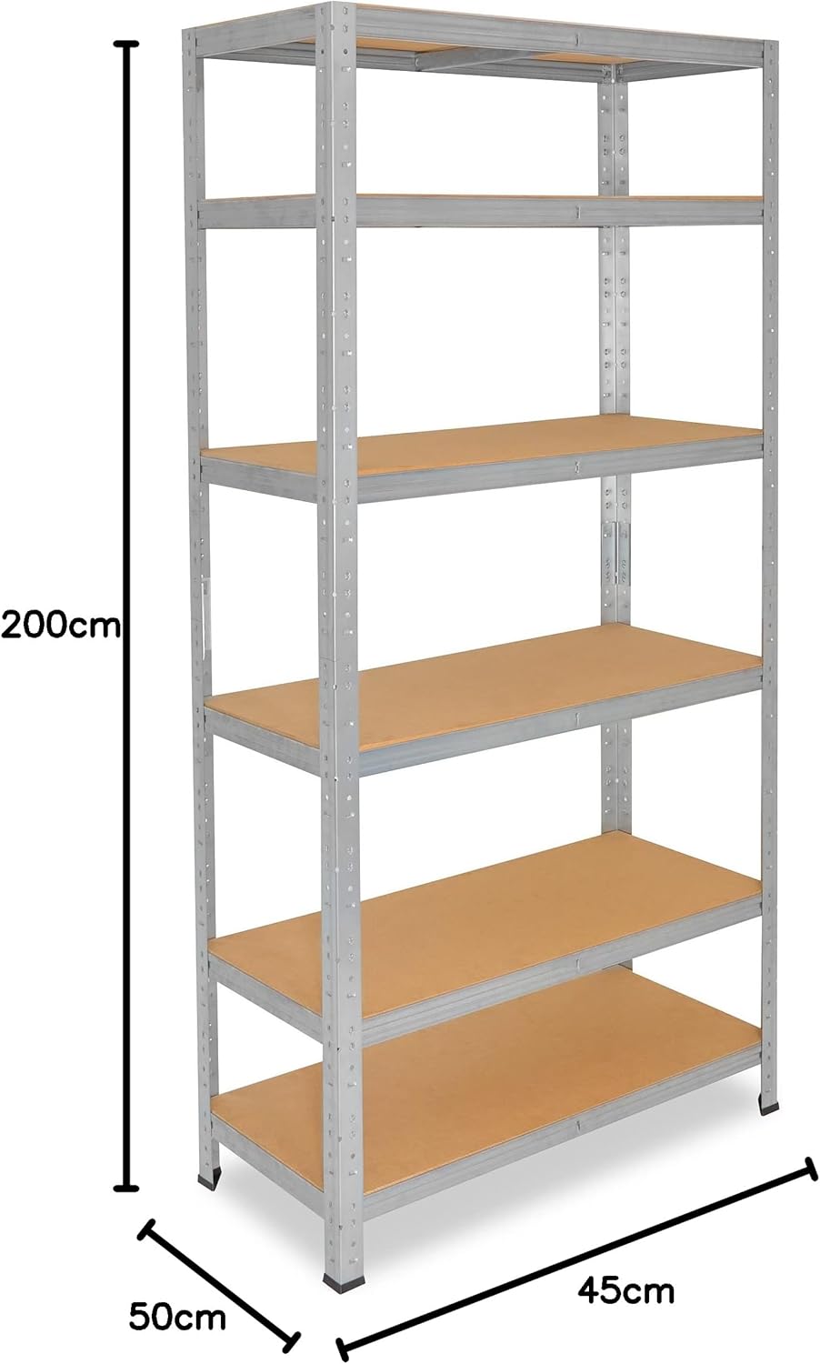 shelfplaza® 200x45x50cm Home Schwerlastregal verzinkt/Metallregal mit 6 Böden/Kellerregal Metall, Ga