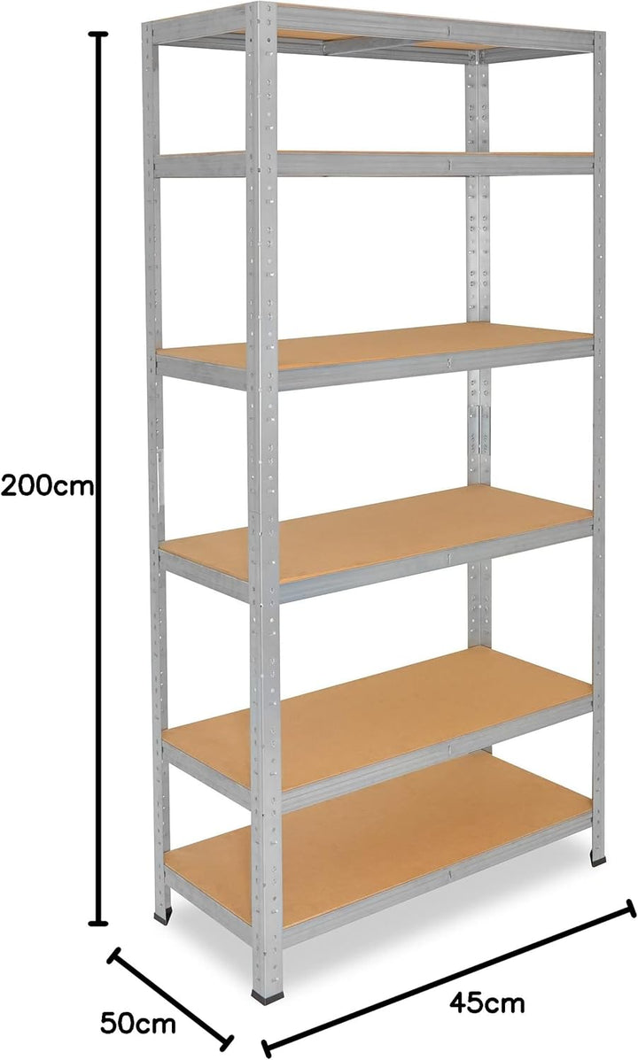 shelfplaza® 200x45x50cm Home Schwerlastregal verzinkt/Metallregal mit 6 Böden/Kellerregal Metall, Ga