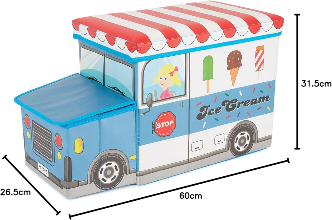 Bieco Aufbewahrungsbox mit Deckel Kinder Icecream, faltbar, Sitzhocker mit Sitzgelegenheit, und Pols