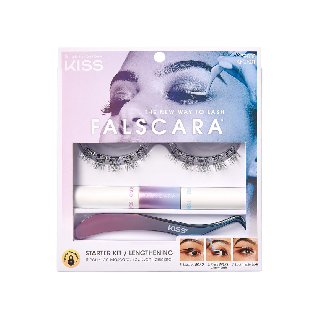 KISS Falscara DIY Wimpernverlängerung Starter Set, 10 wiederverwendbare federleichte künstliche Wimp