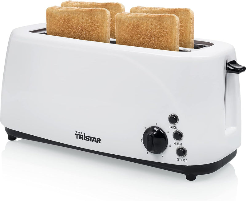 Tristar BR-1053 Doppel-Langschlitz-Toaster - 7 regelbare Einstellungen - 1400 W - herausnehmbares Kr