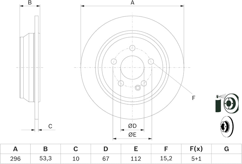 Bosch BD976 Bremsscheiben - Hinterachse - ECE-R90 Zertifizierung - zwei Bremsscheiben pro Set