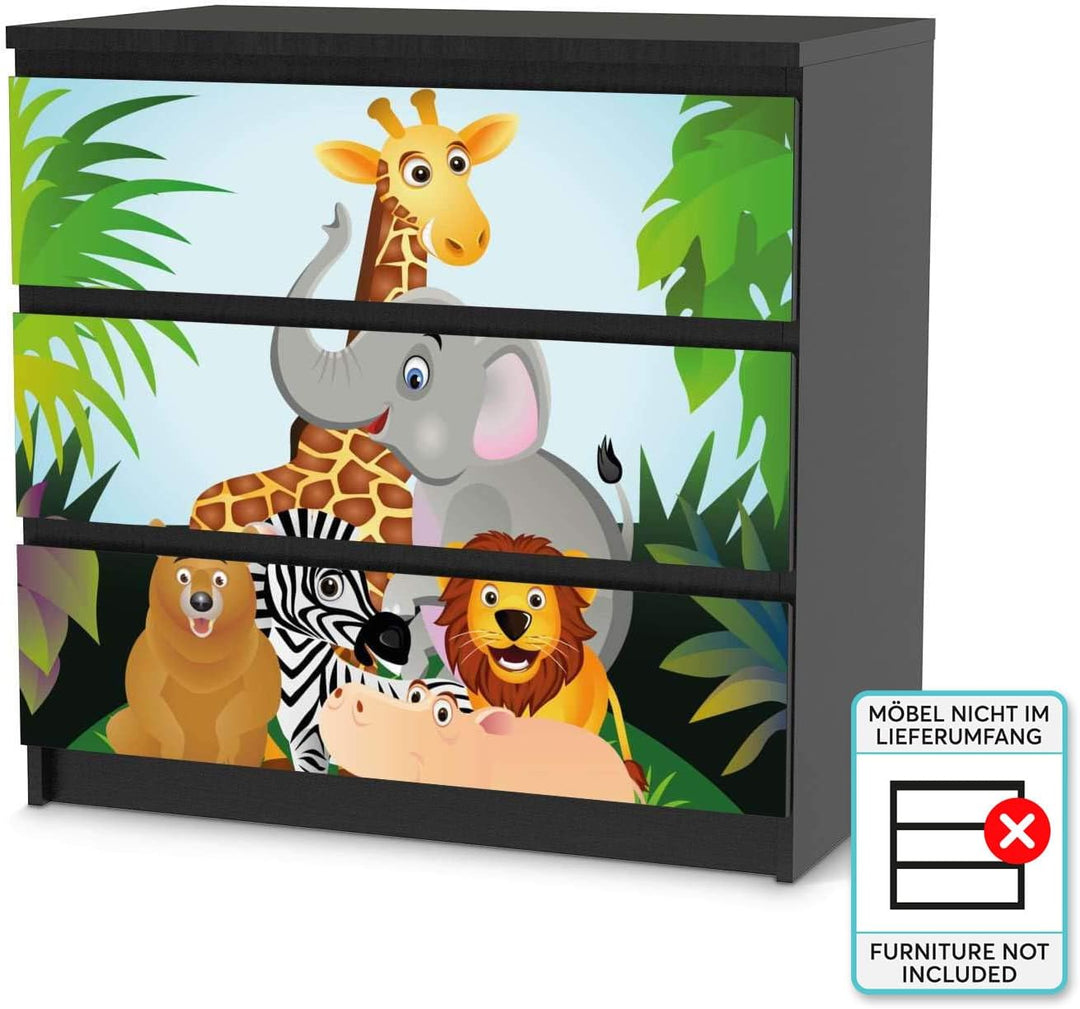 creatisto Möbel Klebefolie für Kinder - passend für IKEA Malm Kommode 3 Schubladen I Tolle Möbelfoli