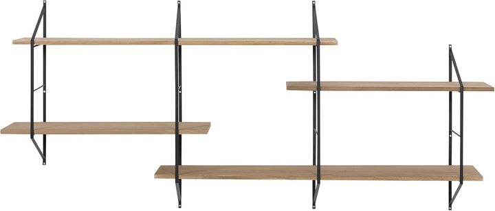 AC Design Furniture Orla Regal, Holz, Natur, 25,5 x 191 x 79 cm Eiche/Schwarz 4 Regale, Eiche/Schwar