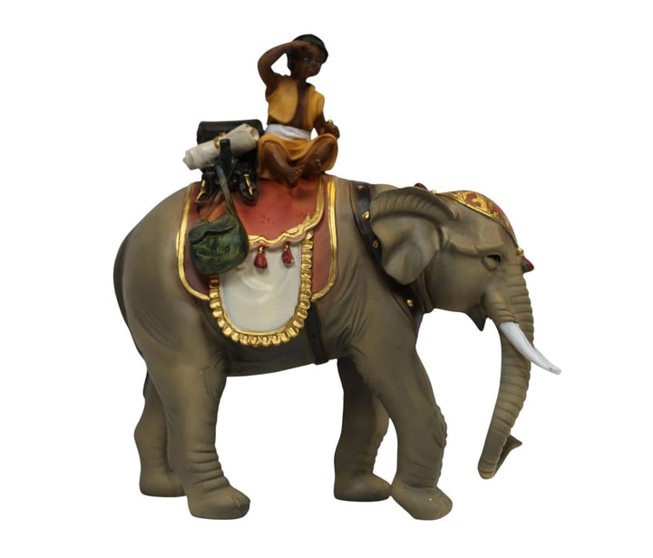 ZICOM Krippenfigur Miniaturfigur Miniatur Elefant mit Mohr Höhe 18,2cm handbemalt Polyresin, Modellb