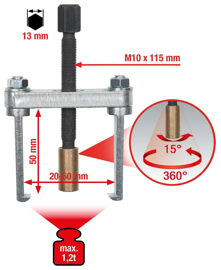 KS Tools 700.1189 Scheibenwischarm-Abzieher 2armig,20-60mm