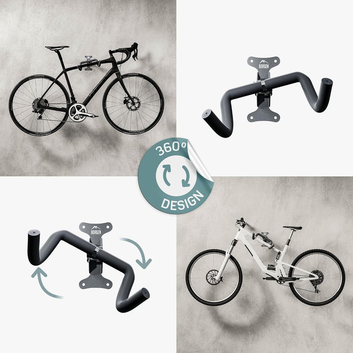 Borgen Fahrrad Wandhalterung klappbar - Fahrradhalterung Wand bis 20kg Tragfähigkeit - Winkel und Wa