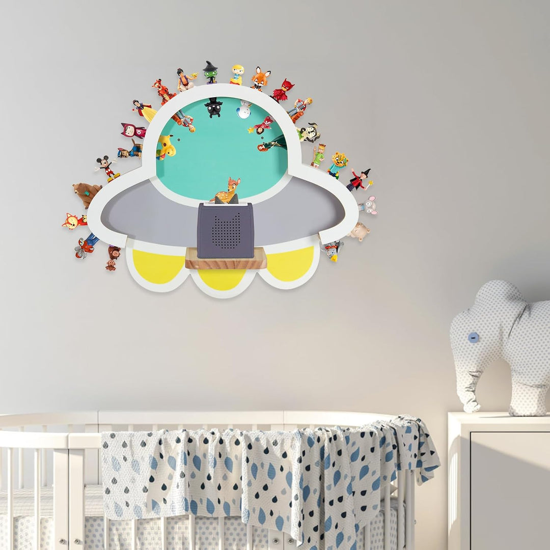 Todeco Tonie-Regal für Toniebox und 30-40 Tonie Hörfiguren, Magnetische Wandregal, Regal für Kinderz