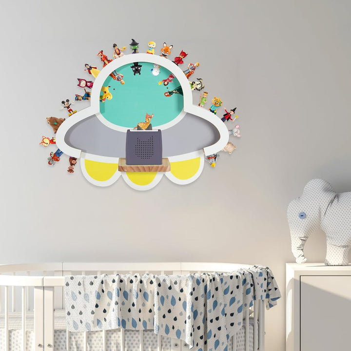Todeco Tonie-Regal für Toniebox und 30-40 Tonie Hörfiguren, Magnetische Wandregal, Regal für Kinderz