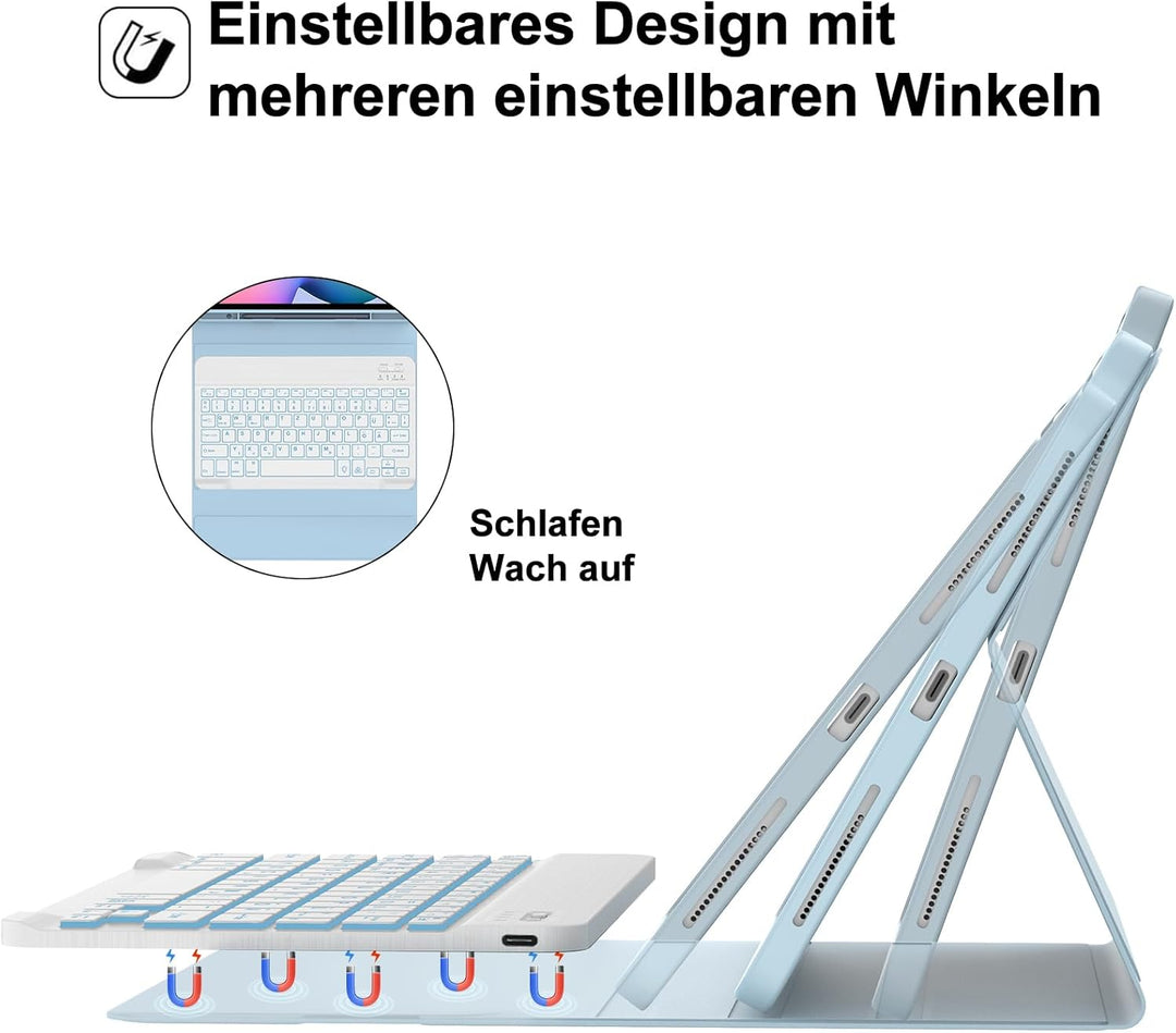 Tastatur Hülle für Samsung Galaxy Tab S6 Lite 10,4 Zoll 2024/2022/2020, 7 Farben Beleuchtung, Keyboa