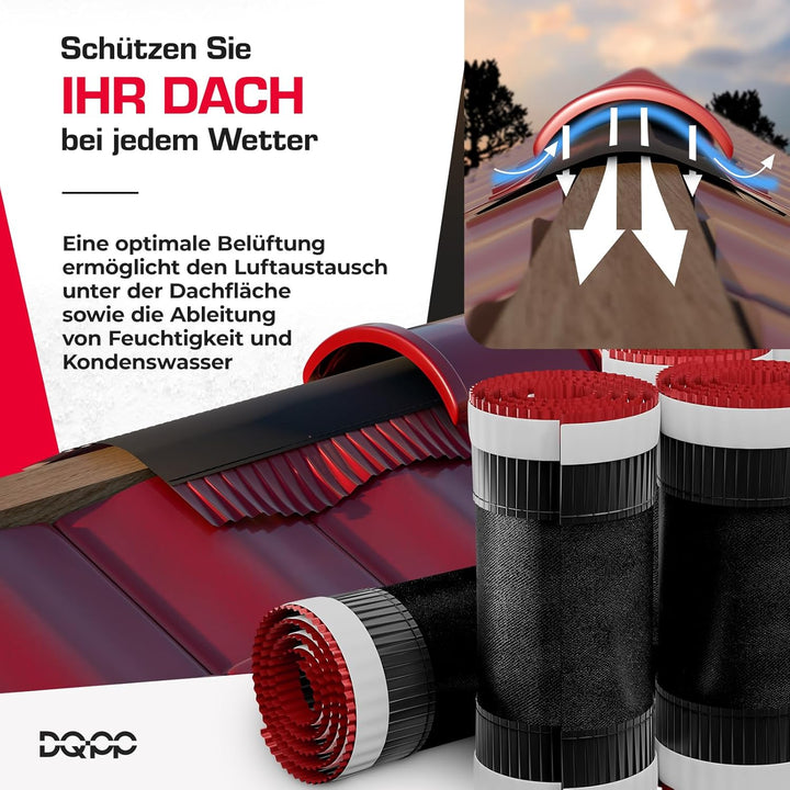 DQ-PP FIRSTBAND | Länge 5m | vRoll | Breite 390mm | Ziegelrot RAL 3011 |Aluminium PP Vlies | Selbstk