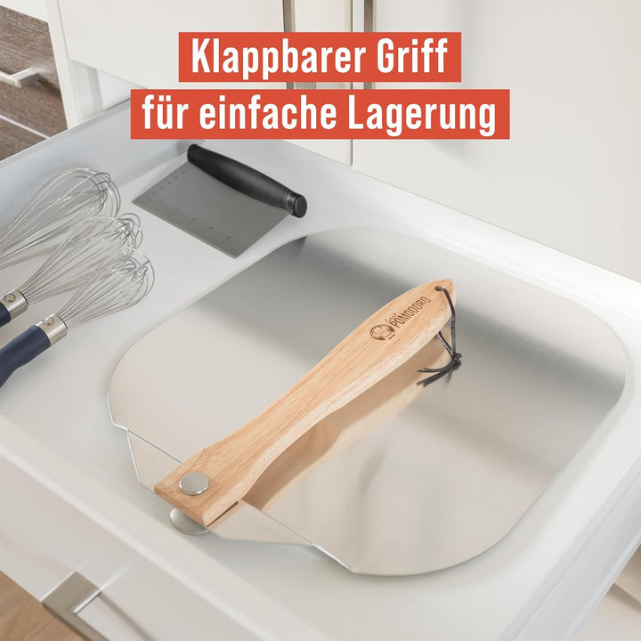 Chef Pomodoro - Pizzaschieber - 35,6 x 40,6 cm - Faltbarer Griff - Perforierte Aluminium Pizzaschauf