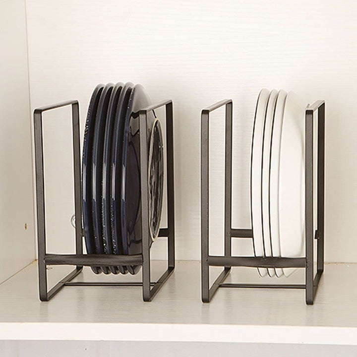 Metal 2 Pack Plate Rack/Dish Drainer - Kitchen Cabinet Storage Organiser, Tableware 2-pack Black, 2-