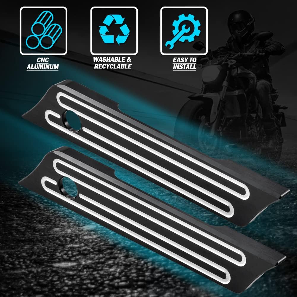 KATUR Motorrad Satteltaschenverschlüsse Abdeckung Schwarz Chrom Tiefer Kantenschliff CNC Hard Billet