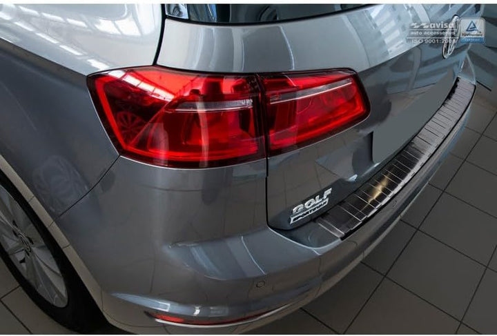 Avisa Schwarz Edelstahl Heckstossstangenschutz kompatibel mit Volkswagen Golf VII Sportsvan 2014- &