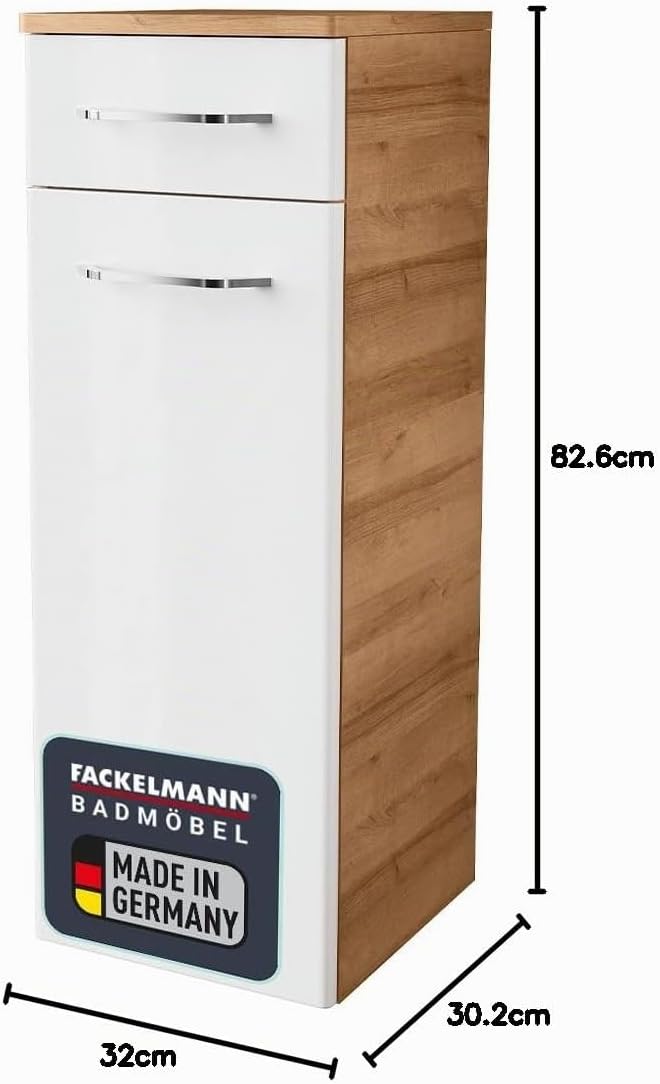 FACKELMANN Milano Midischrank mit Tür und Schublade – Schrank für Badezimmer (30,5 cm x 83 cm x 32 c