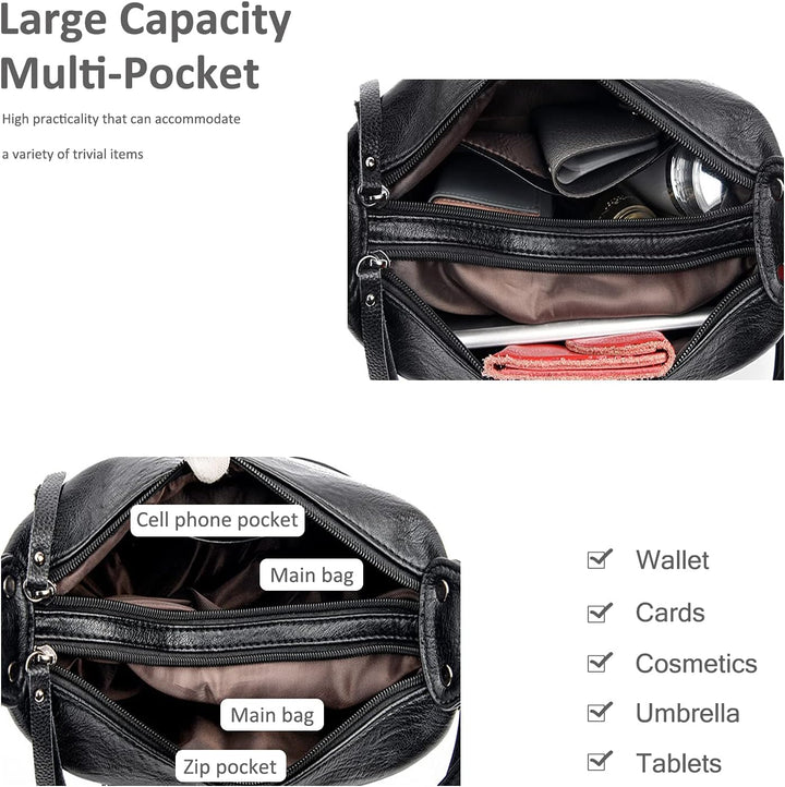 NICOLE & DORIS Kleine Umhängetasche Modische Schultertasche aus weichem Leder Imitat Handtasche Cros