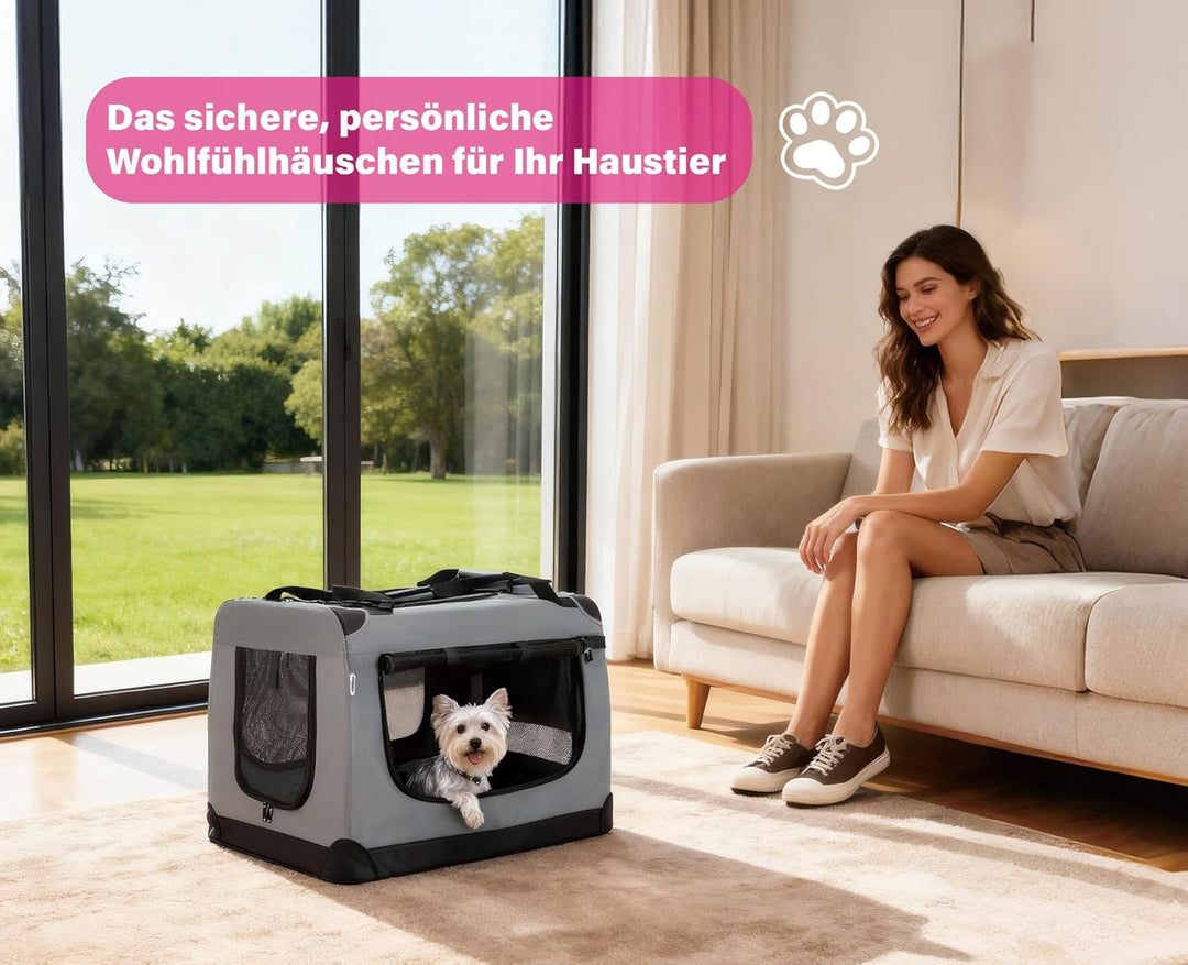 Zedelmaier Hundebox Faltbar Hundetransportbox Auto robust Transportbox für Hund & Katze Gross Hundet
