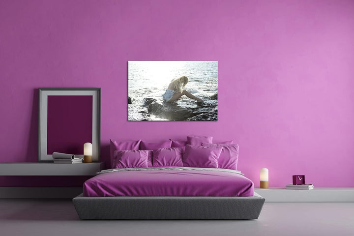 deyoli sexy Frau am Strand Format:75x50 cm als Leinwandbild, Motiv fertig gerahmt auf Echtholzrahmen