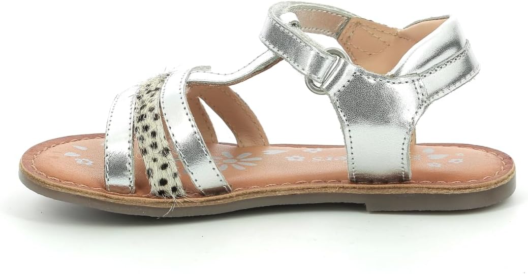 Kickers Mädchen Diamanto Sandale 24 EU Weiss Silber Bedruckt, 24 EU Weiss Silber Bedruckt