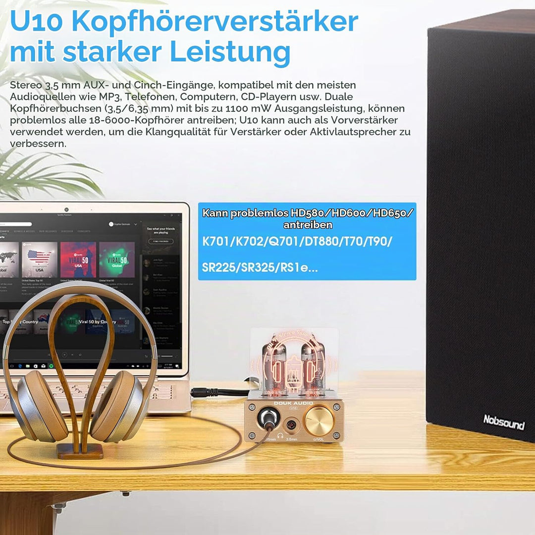 Douk Audio U10 Mini Röhren Kopfhörerverstärker HiFi Tube Headphone Amplifier Stereo Vorverstärker fü