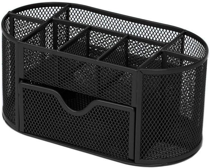 SUPERTOOL Schreibtisch-Organizer aus Netzstoff, Stifthalter mit Schublade, Mehrzweck-Metall-Schreibw