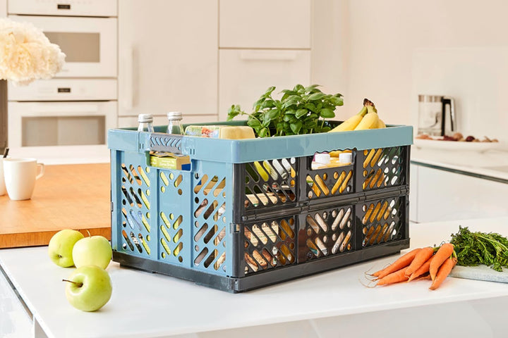 keeeper ben 4x Stabile Profi-Klappboxen mit Soft-Touch Griffen, 45 l, Eco Sky Blue Eco Sky Blue 4er