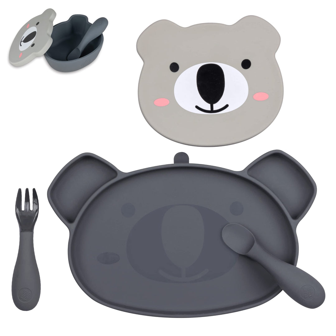 TUM TUM Baby Geschirrset - Babyteller mit Saugnapf, Breischale und Esslernbesteck, 6m+ Kev Koala, Gr