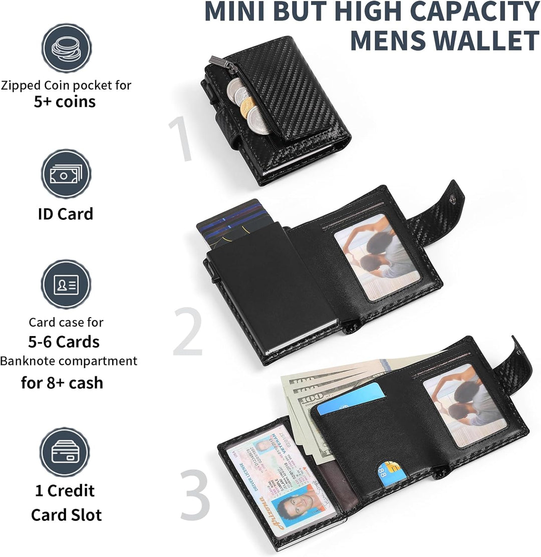SENDEFN Kartenetui mit Münzfach | Geldbörse Herren RFID Schutz | Geldbeutel aus echtem Leder | Mini