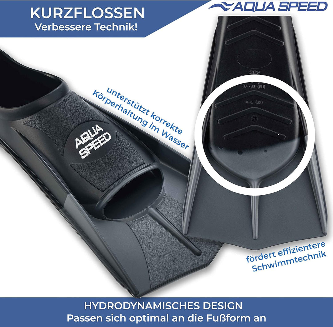 Aqua Speed Kurze Schwimmflossen für Erwachsene und Kinder I HIGH TECH | weiche Trainingsflossen I le