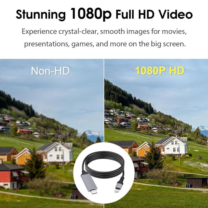 [Apple MFi-Zertifiziert] 2M Light-ning-auf-HDMI-Kabel, HDTV-Kabel für TV, 1080P Plug & Play Digital-