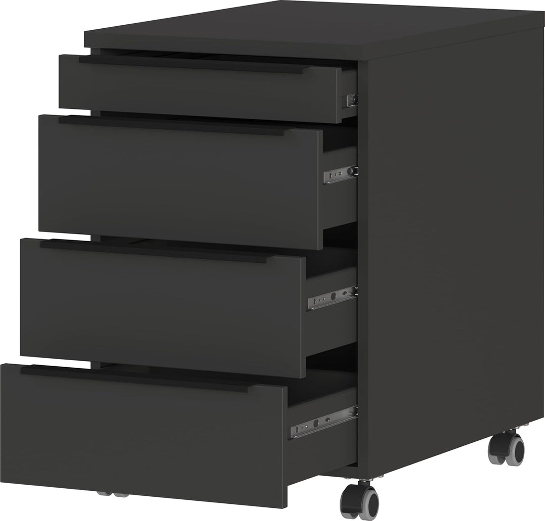 Germania Rollcontainer 4377-547, in Graphit, mit Utensilienfach, 42 x 63 x 60 cm (BxHxT), Graphit