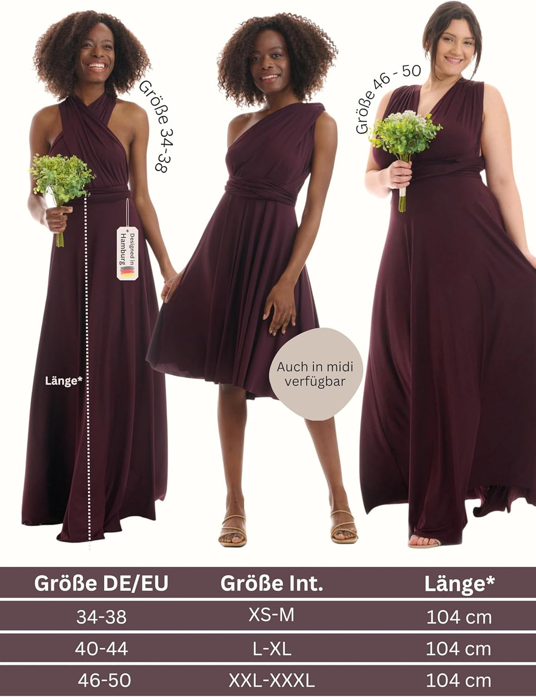 Juvell Brautjungfernkleider lang - Infinity Dress Maxi - Abendkleider elegant-festlich - Multiway-Wi