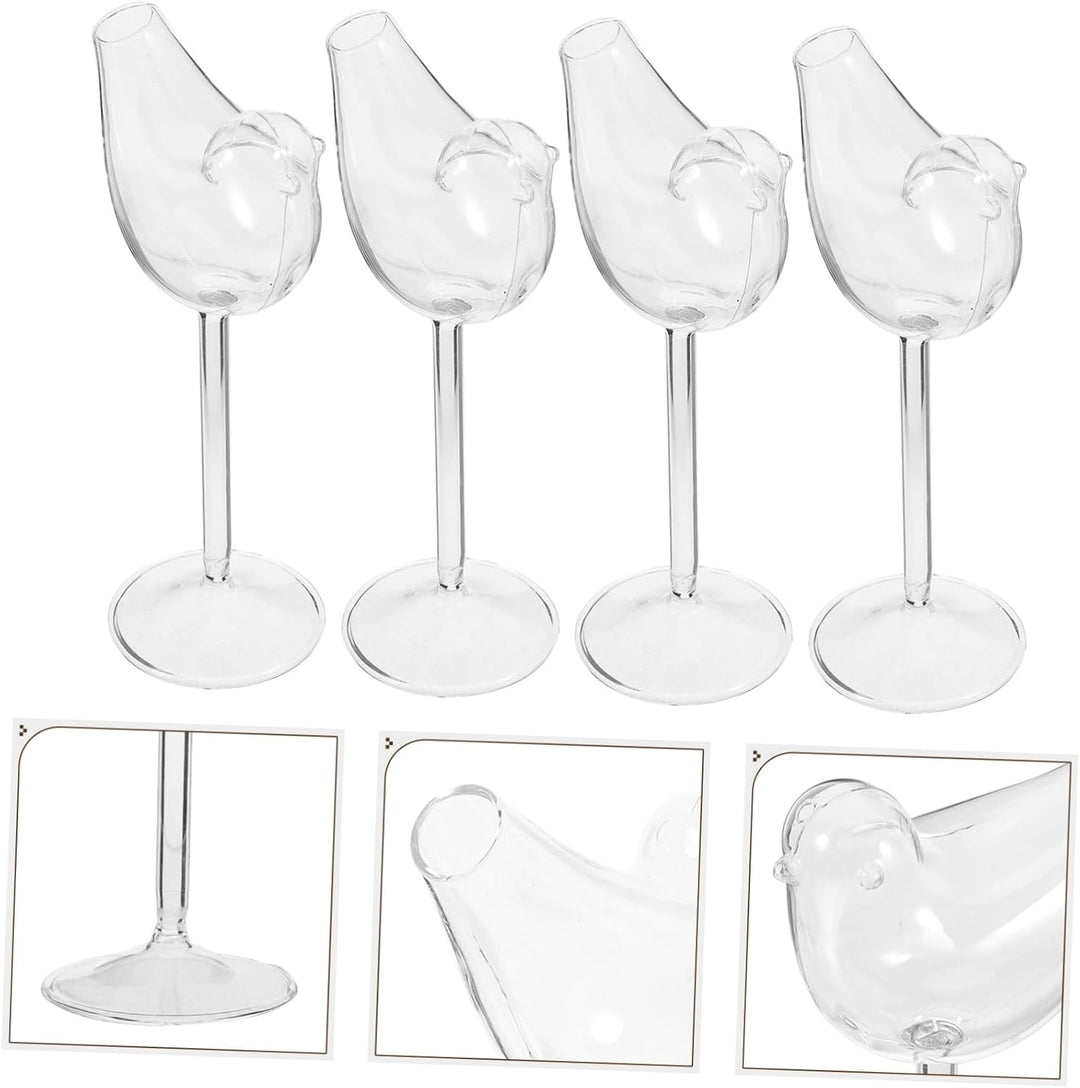Cabilock 4 Stück Birdie Weinglas Klarer Kaffeebecher Glasvogelgläser, Cocktailgläser Weingläser Kelc