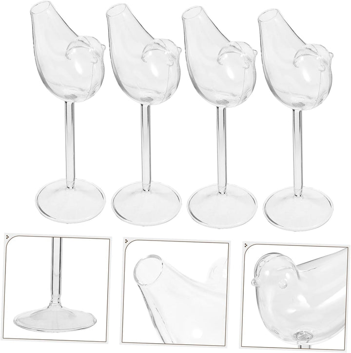 Cabilock 4 Stück Birdie Weinglas Klarer Kaffeebecher Glasvogelgläser, Cocktailgläser Weingläser Kelc