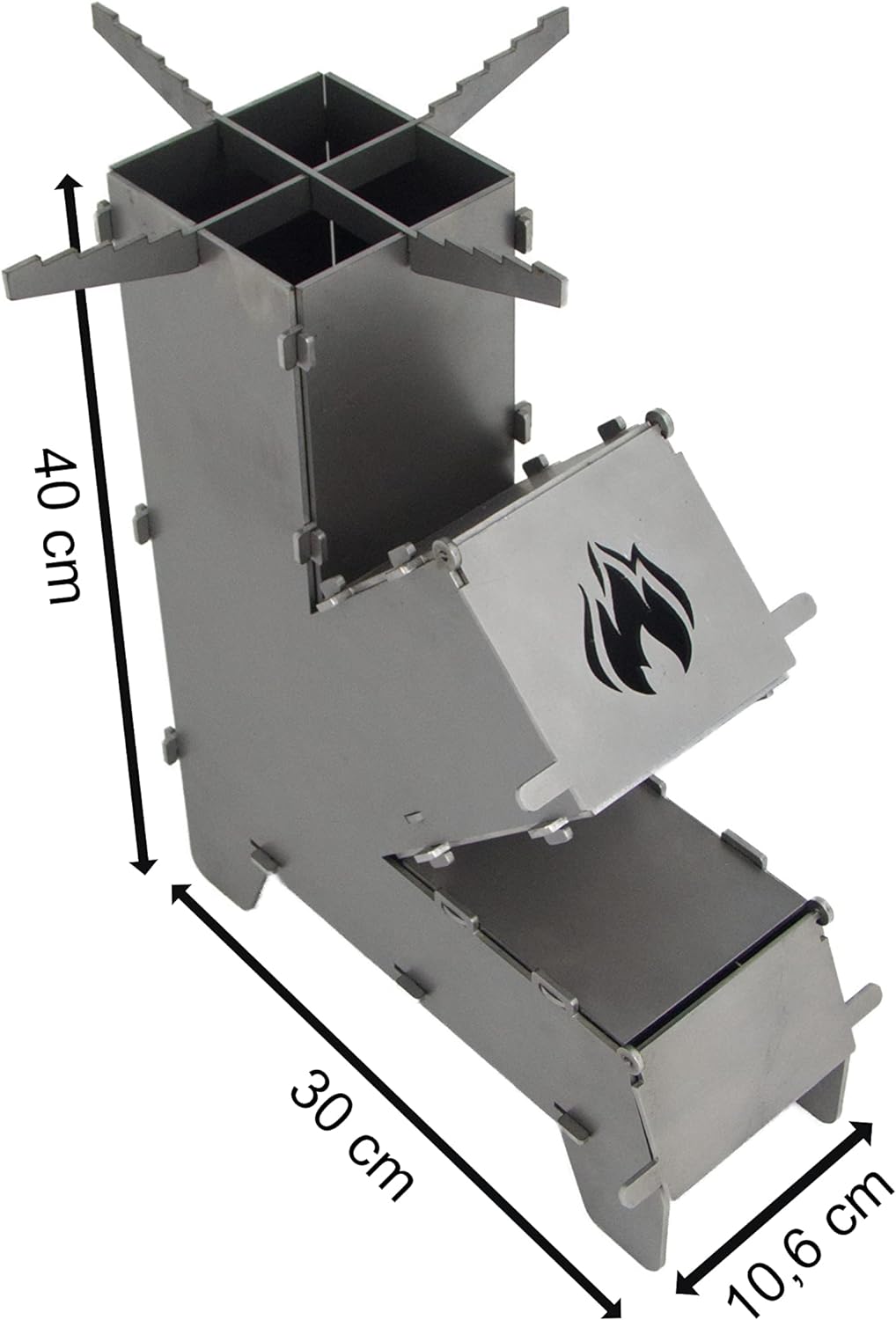 Fire World - Raketenofen - Rocket Stove - Stecksystem aus massivem 3 mm dickem Stahl - Feuerschale -