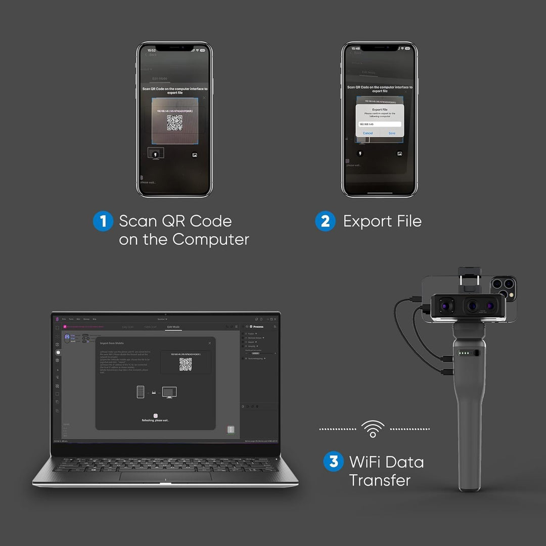 3DMakerpro Smart Grip Handgriff für 3D-Scanner – Tragbare Smartphone-Halterung für Mobiles Scannen u