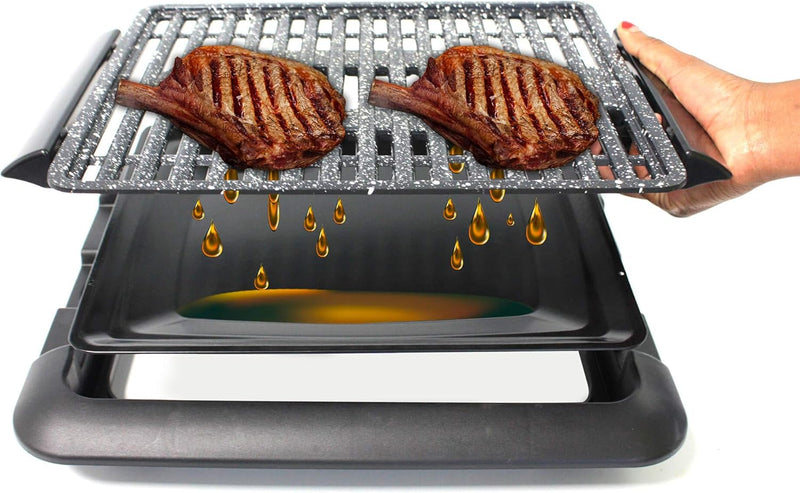 Tischgrill mit 1250 Watt, Starlyf Smokefree Grill, Thermostat, herausnehmbare Auffangschale Spülmasc