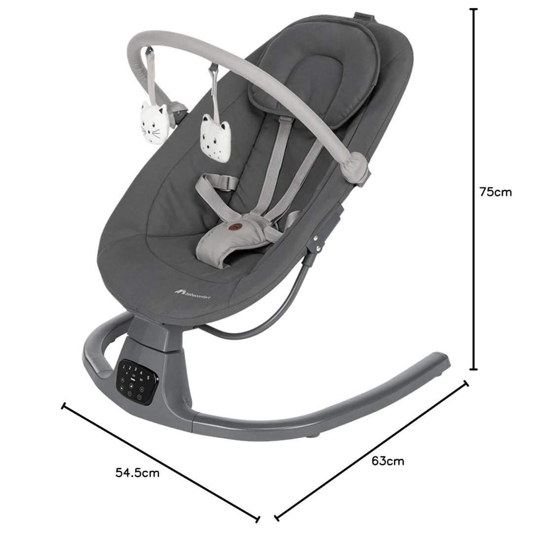 Bebeconfort Jolana, Babywippe elektrisch, 0–6 Mon (9 kg), automatische Bewegungserkennung, 12 beruhi