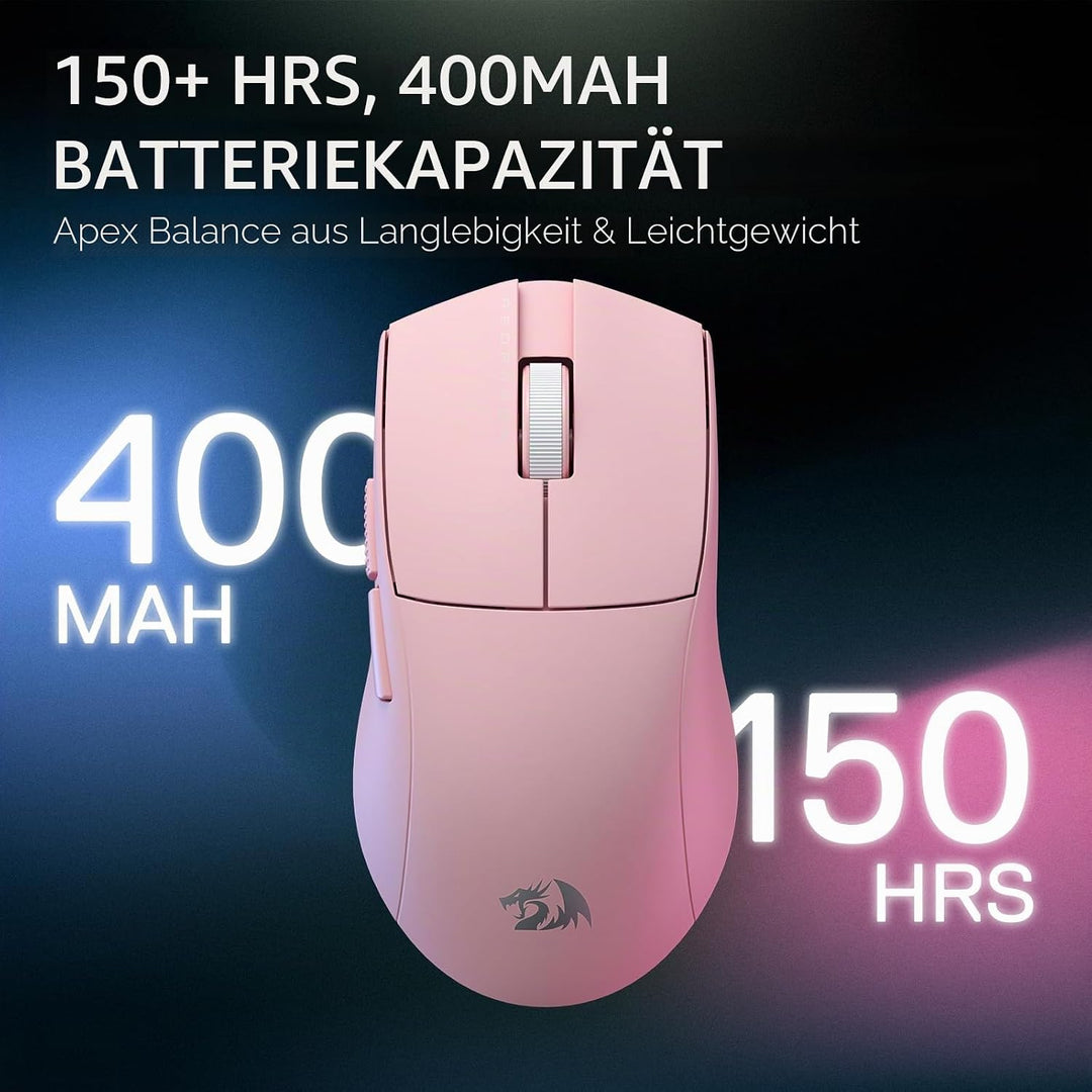 Redragon M916 PRO 3-Modus Wireless Gaming Maus, 49G Ultra-Leicht 26K DPI Maus mit Ergonomischem Natü