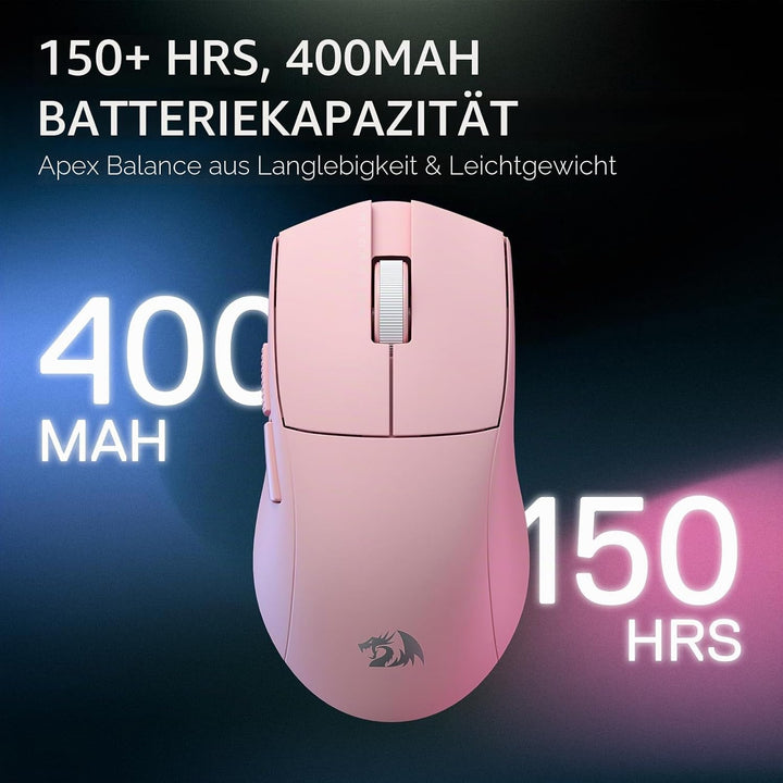 Redragon M916 PRO 3-Modus Wireless Gaming Maus, 49G Ultra-Leicht 26K DPI Maus mit Ergonomischem Natü