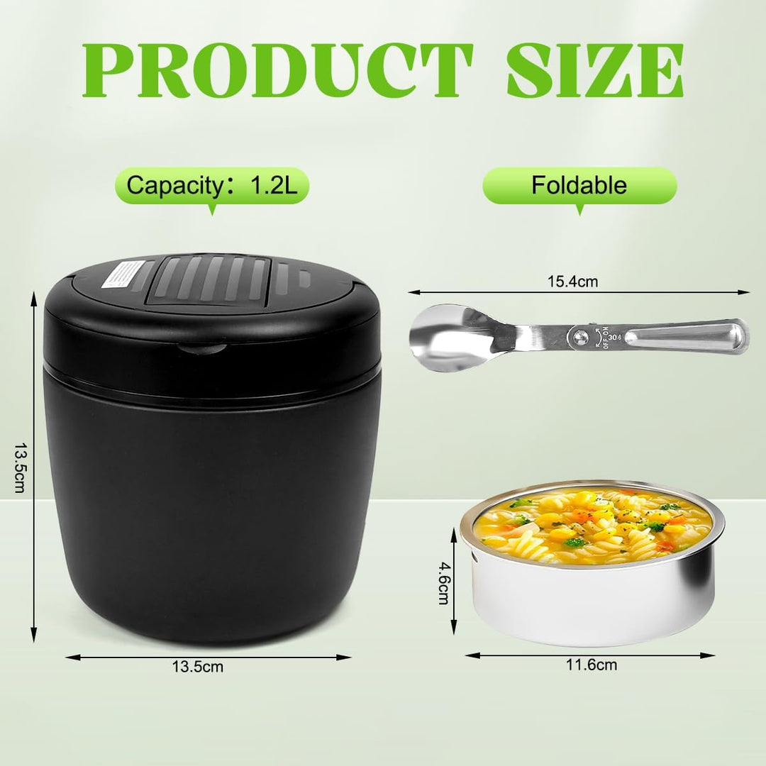 Thermobehälter für Essen 1200ml Warmhaltebehälter Essen to go mit Tasche & Löffel Thermo Speisebehäl
