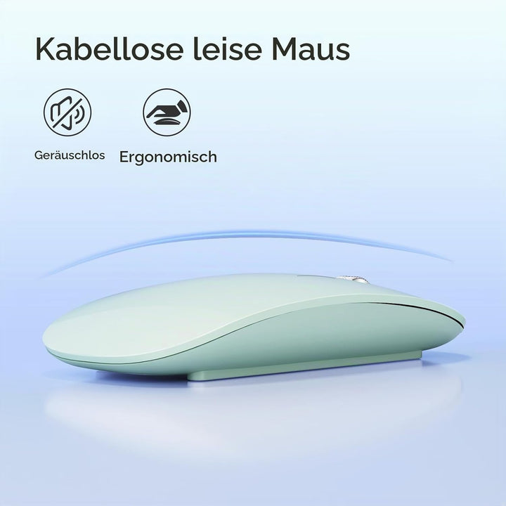 Uiosmuph Bluetooth Maus, Kabellose Maus mit USB-Nano-Empfänger, Tri-Mode (Dual Bluetooth 5.1 + 2.4GH