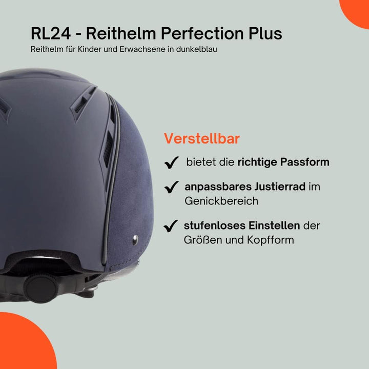 RL24 - Reithelm Perfection Plus | atmungsaktives &amp; waschbares Innenfutter | Reitkappe mit Kinn- &amp; Na