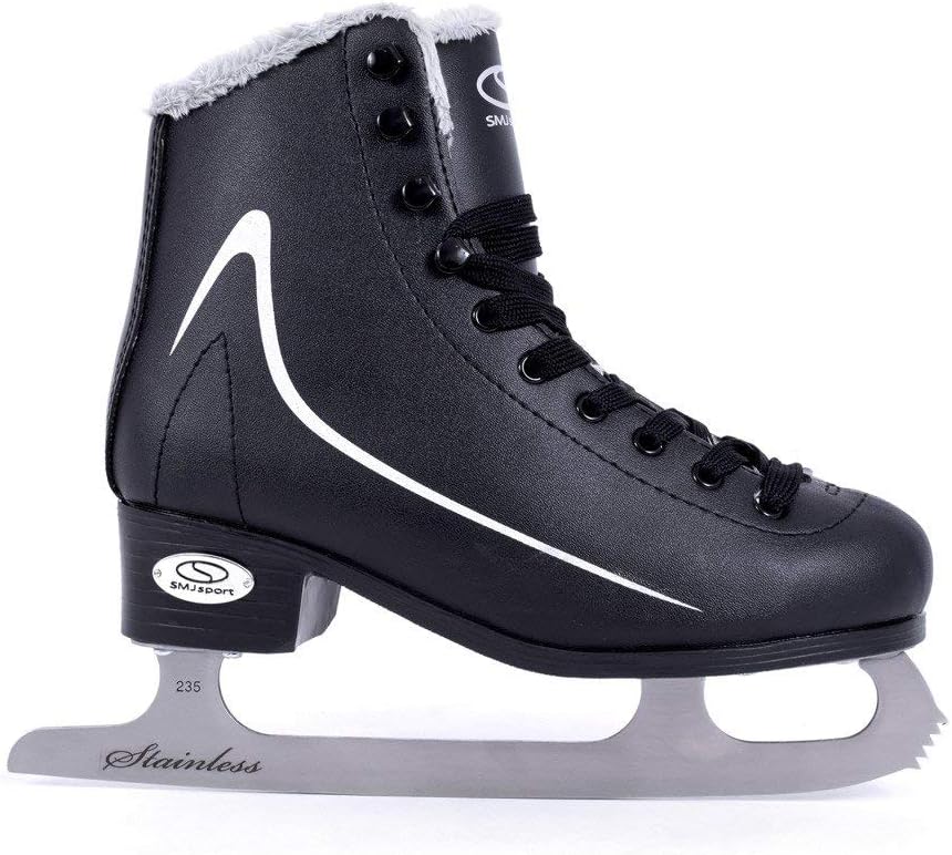 SMJ Calgary Herren Schlittschuhe Eiskunstlauf Eislaufschuhe Klassische Eislauf Schwarz | Grössen: 42