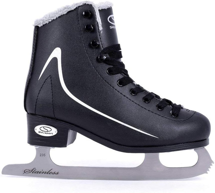 SMJ Calgary Herren Schlittschuhe Eiskunstlauf Eislaufschuhe Klassische Eislauf Schwarz | Grössen: 42