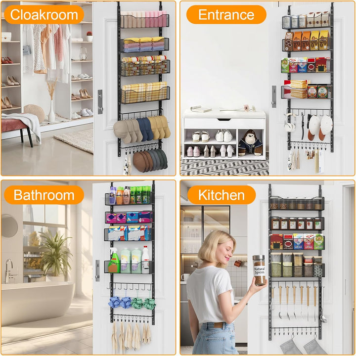 Über-der-Tür-Organizer, 2-in-1-Kleiderschrank-Organizer und Hutablage aus Metall mit 4 Verstellbaren