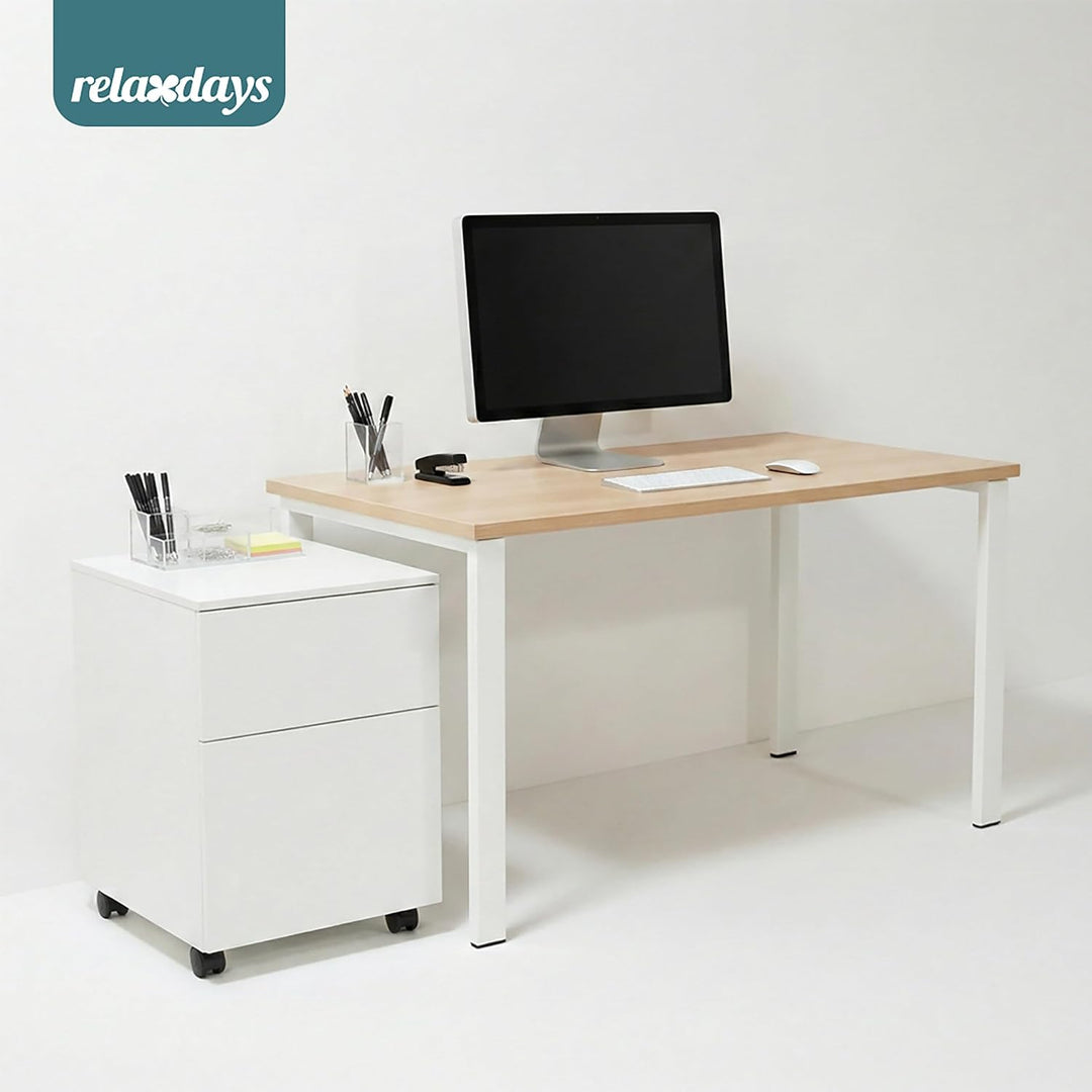 Relaxdays Rollcontainer, 2 Schubladen, Hängeregister, HxBxT: 57 x 40 x 40 cm, Schreibtischcontainer