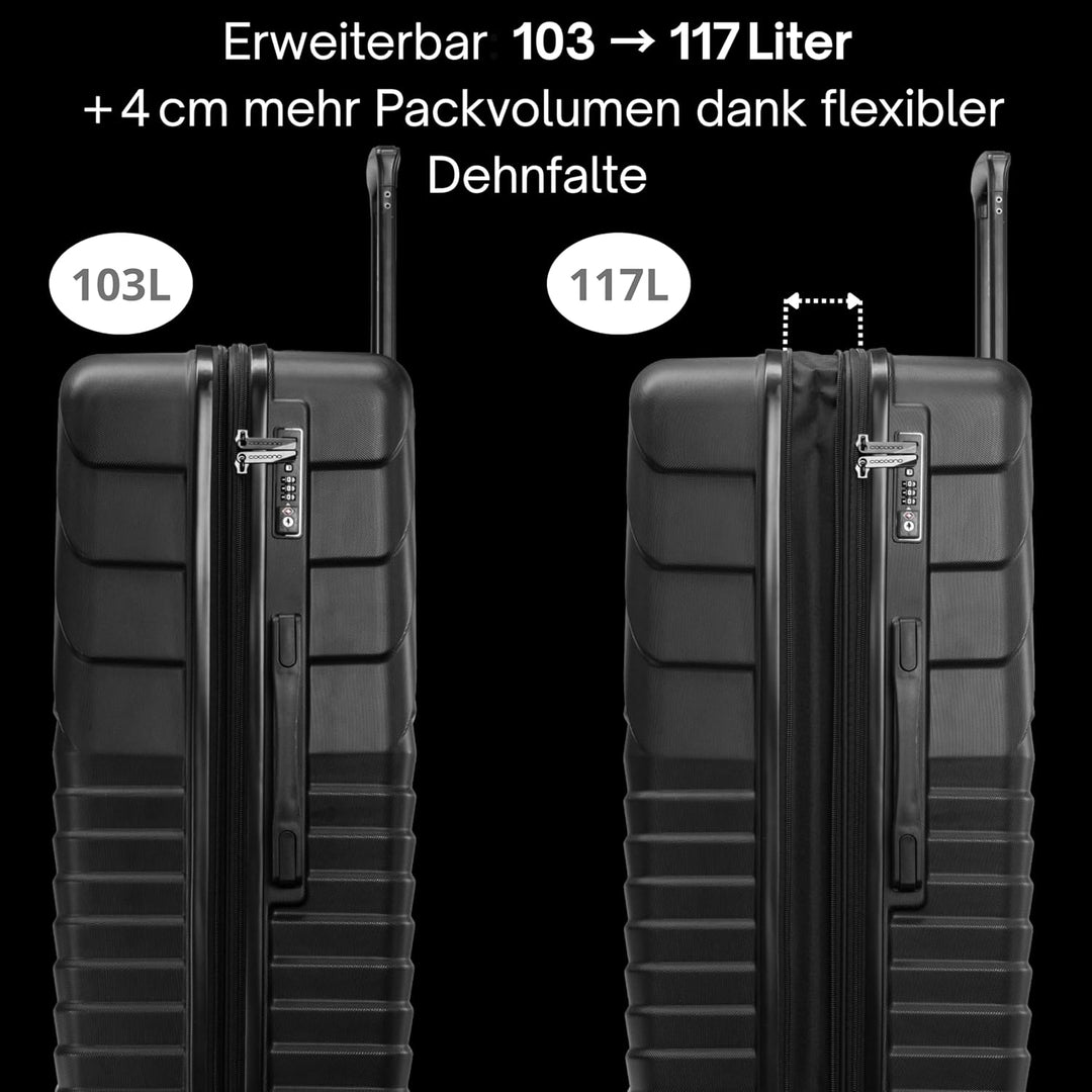 Cocoono Koffer Set 2 Teilig 77cm & Handgepäck Koffer 55x40x20cm in einem Set, Sehr robuste Reisekoff