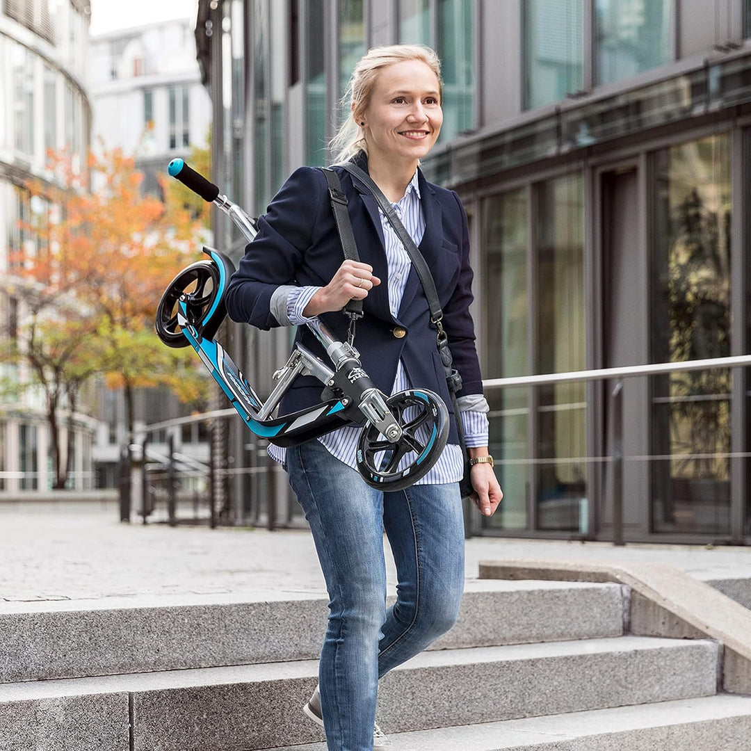 HUDORA BigWheel 205 Scooter - Stabiler Aluminium-Roller - Höhenjustierbarer & zusammenklappbarer Cit